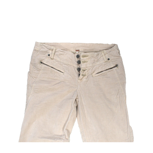 NWOT Free People Hit Back Slim Flare Pant Sz 4 Morning Oat Corduroy Velvet Boho - Picture 2 of 5